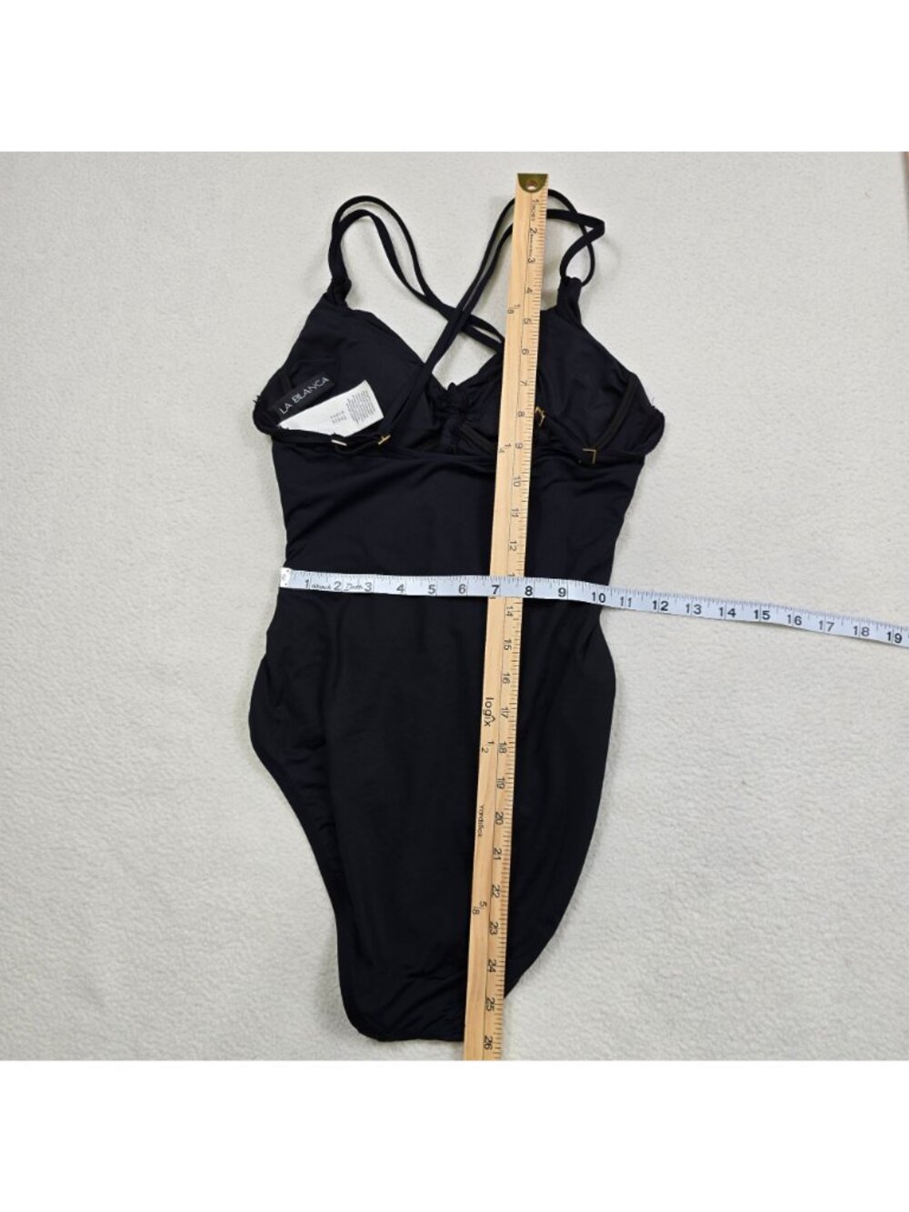 La Blanca Medium 6 One Piece Swimsuit Black Cross Back - Picture 4 of 4